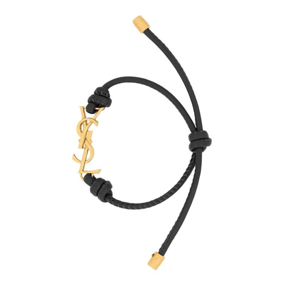 Saint Laurent Women Cassandre Ysl Leather Bracelet